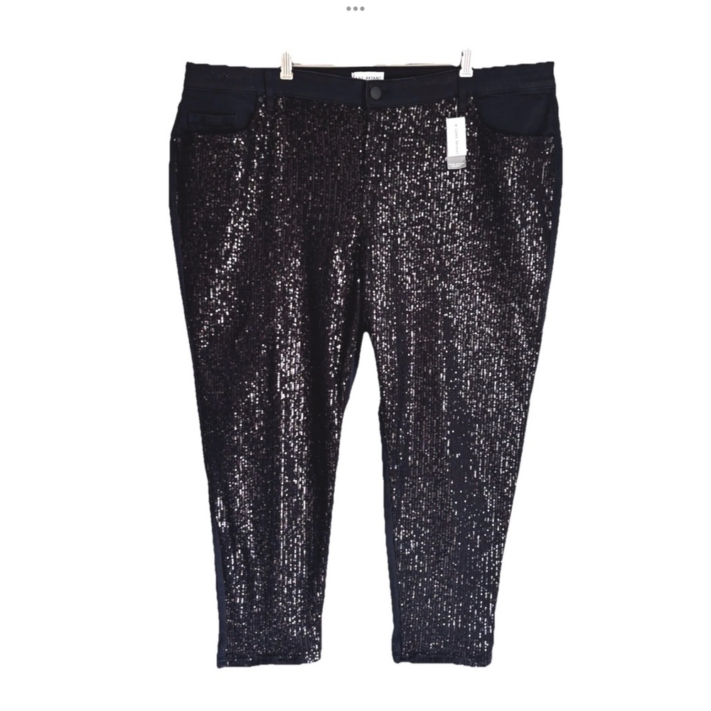 Lane Bryant Boyfriend Mid Rise Black Sequins Jeans